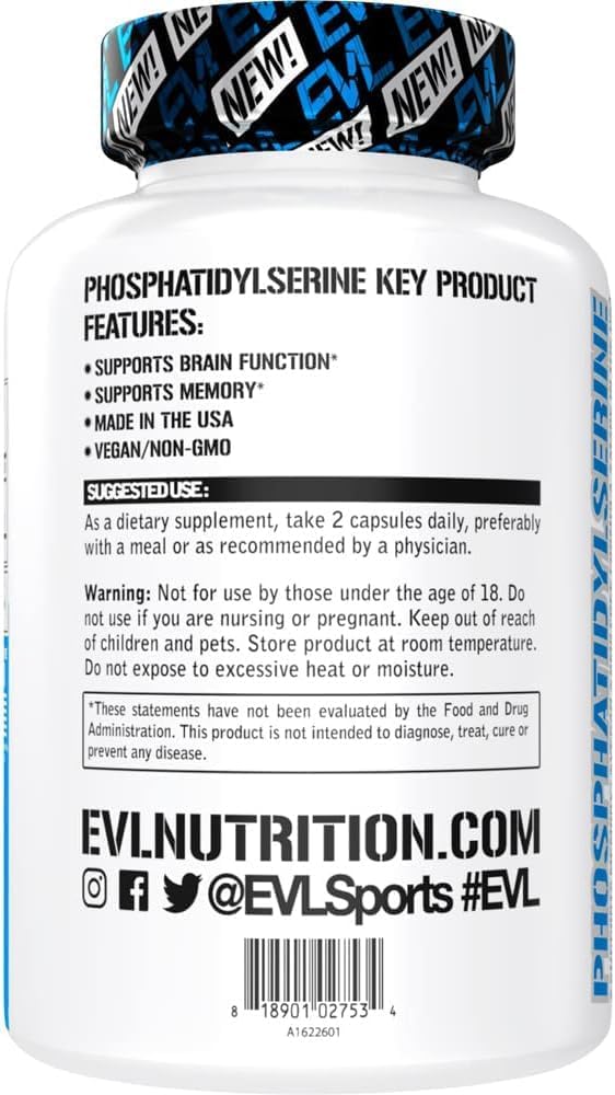 EVLution Nutrition Phosphatidylserine - 300mg por Dosis - Suplemento Nootrópico Vegano y No GMO (30 Dosis)