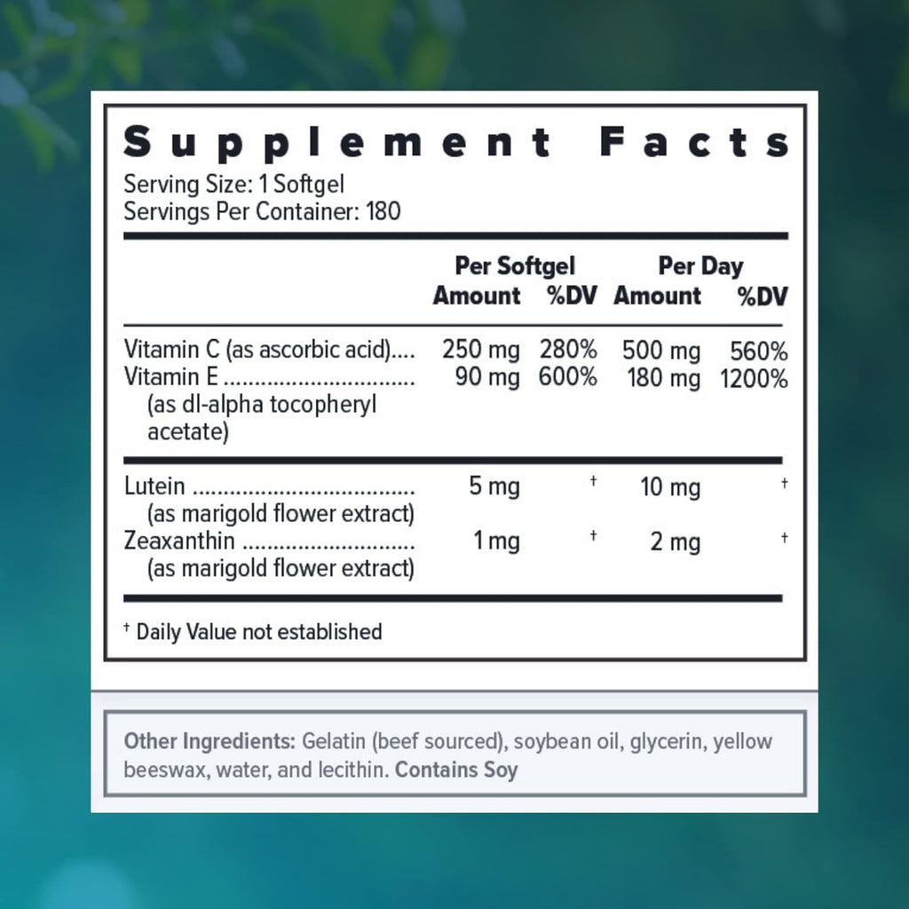 Focus Select Zinc Free Formula - Suplemento Ocular AREDS2 (180 Cápsulas Blandas, 2 Paquetes)