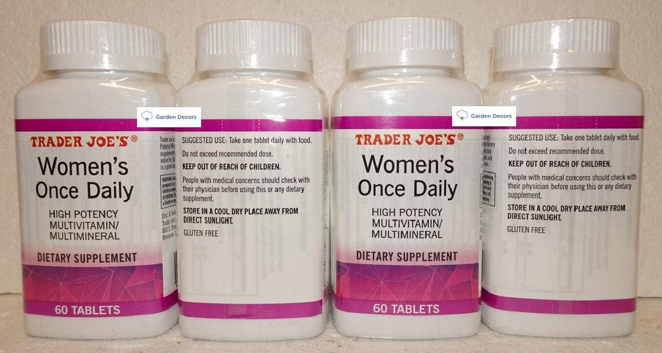 Trader Joe's Women's Once Daily High Potency Multivitamin/Multimineral Dietary Supplement 60 Tablets (Pack de 4)