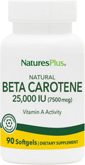 NaturesPlus Betacaroteno Natural – 25.000 UI Vitamina A + Vitamina E – 90 Cápsulas Blandas