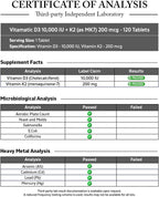 Vitamatic Vitamina D3 K2 10.000 UI + 200 mcg MK-7, 120 Comprimidos