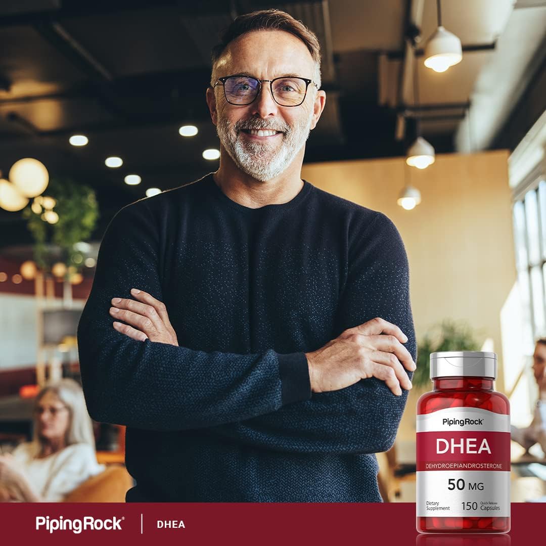 Piping Rock DHEA 50 mg | 150 Cápsulas | Dehidroepiandrosterona | No-GMO y Sin Gluten