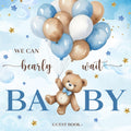 We Can Bearly Wait - Libro de Invitados para Baby Shower de Niño (Osito Teddy)