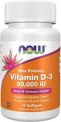 Now Foods Vitamina D-3 50,000 IU 12 Softgels
