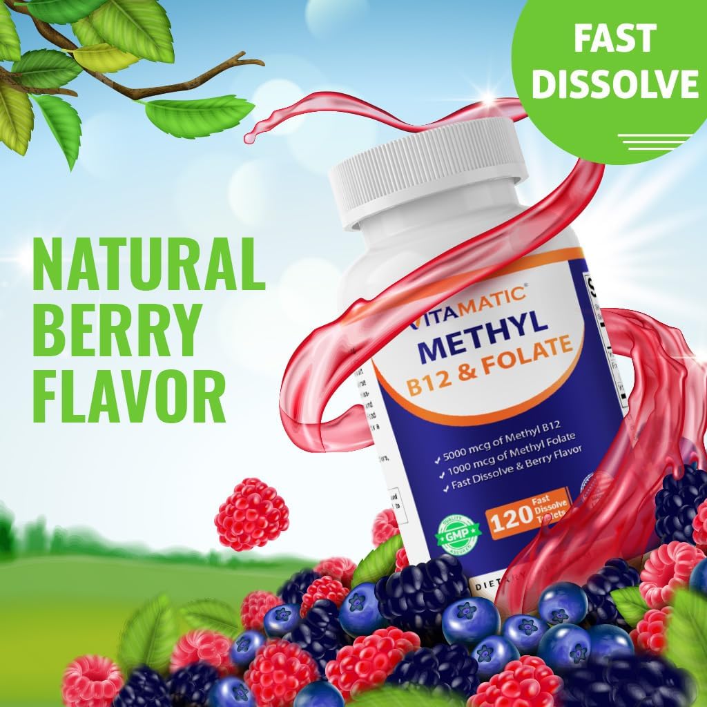 Vitamatic Metil Folato y B12 con P-5-P - 120 comprimidos de disolución rápida