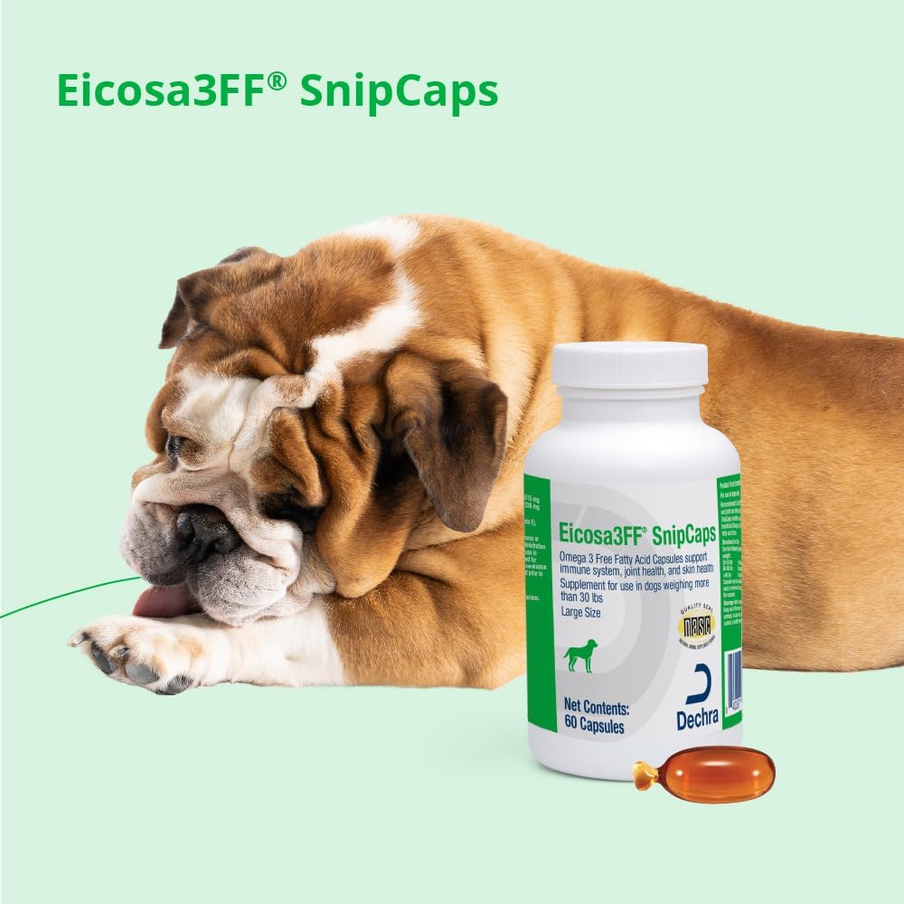 Eicosa3FF SnipCaps Omega 3 Ácidos Grasos Libres Cápsulas para Perros - Grandes, 60 unidades