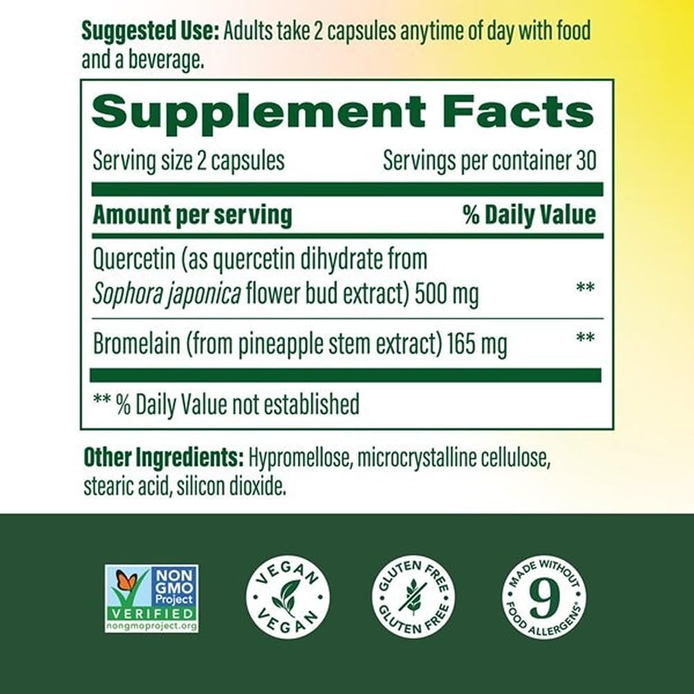 MegaFood Quercetina con Bromelina 500 mg - 60 Cápsulas (30 dosis)