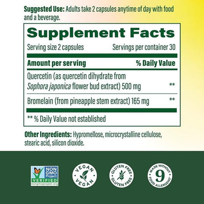 MegaFood Quercetina con Bromelina 500 mg - 60 Cápsulas (30 dosis)
