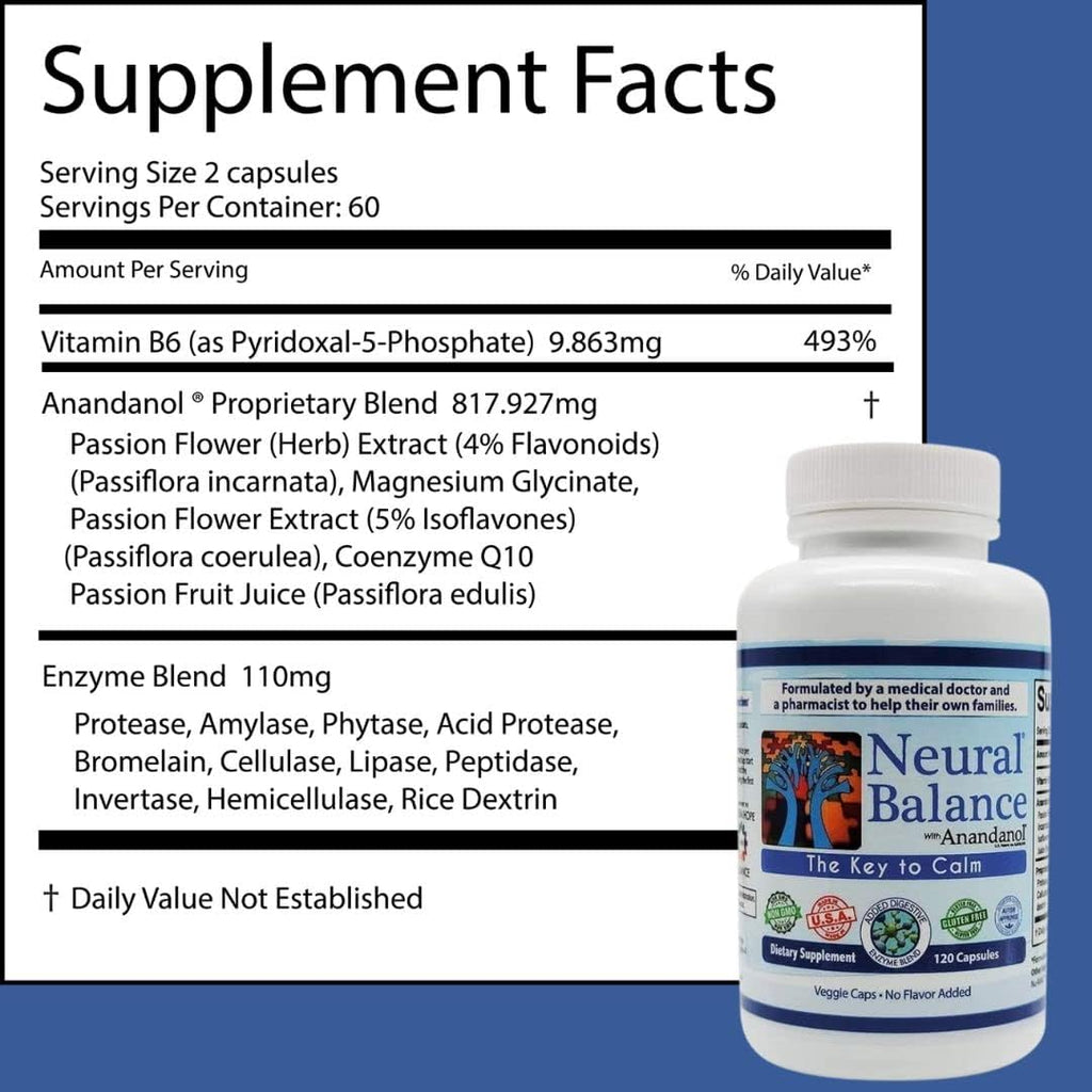 NEURAL BALANCE Anandanol con Mezcla Enzimática Digestiva Propietaria (Cápsulas, 1 Pack)