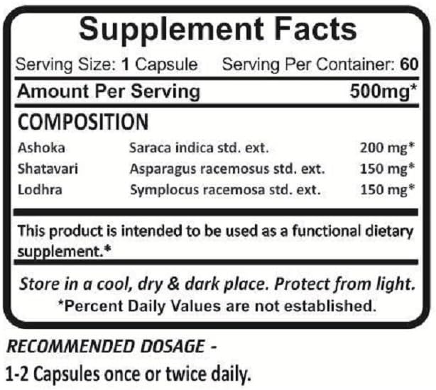 Planet Ayurveda Female Health Support - Suplemento Herbal para Mujeres con Ashok, Lodhra y Shatavari (Pack de 2, 60 Cápsulas Veganas cada una, 500 mg)