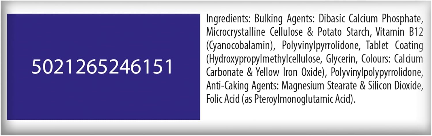 Vitabiotics Ultra Ácido Fólico 400 µg con Vitamina B12, 60 Comprimidos