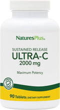 NaturesPlus Ultra-C 2000 mg - 90 comprimidos - Vitamina C con Rosa Mosqueta - Apoyo Inmunitario y Antioxidante - Vegetariano, Sin Gluten