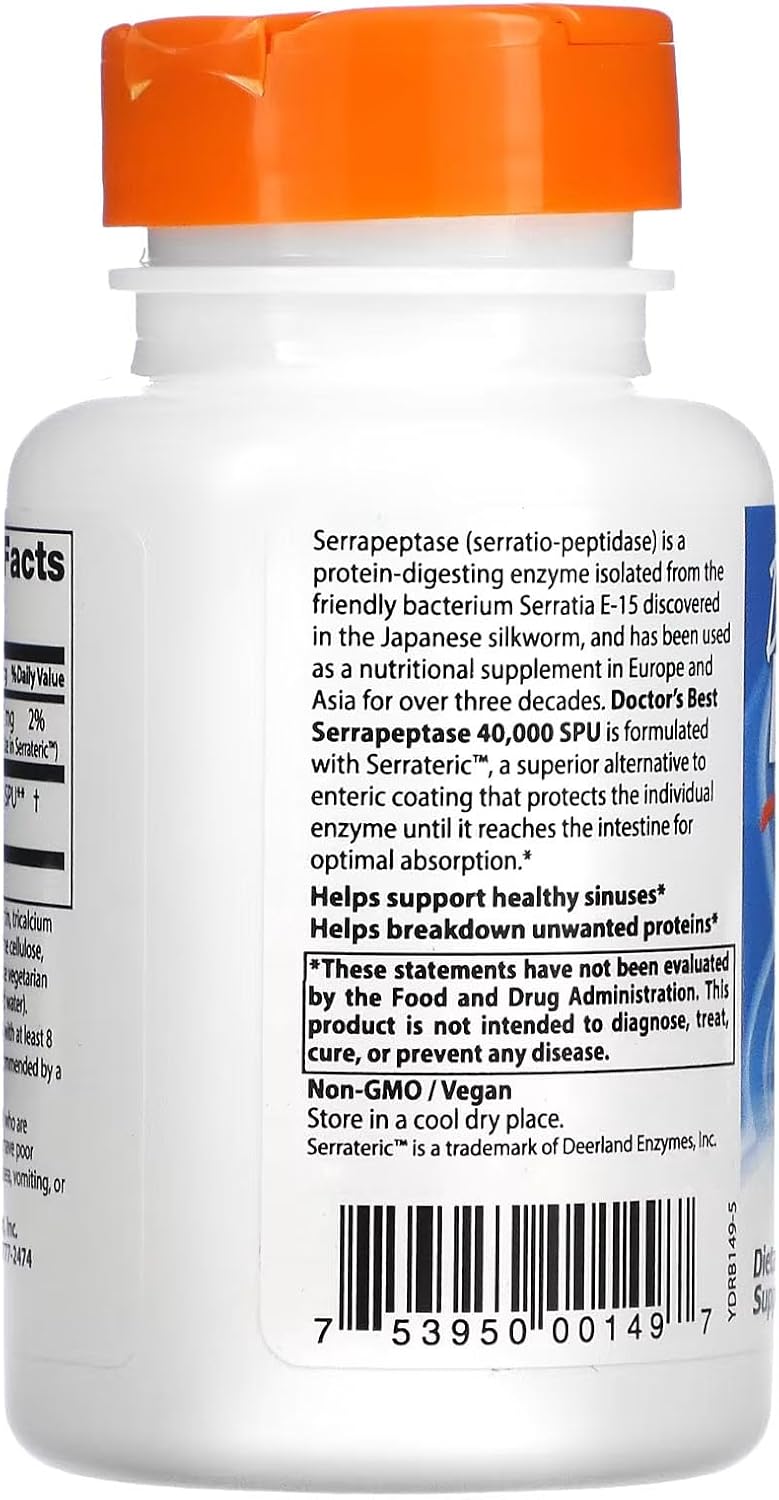 Doctor's Best Serrapeptase 40000 Unidades, 90 Cápsulas