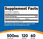 Nutricost Queratina Hidrolizada en Péptidos - 500mg, 120 Cápsulas (60 Porciones) - Fórmula No Transgénica y Sin Gluten