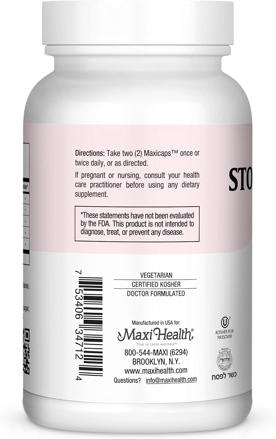 Maxi Health Stomach Soothe – Fórmula Digestiva con Olmo Resbaladizo, 120 Cápsulas
