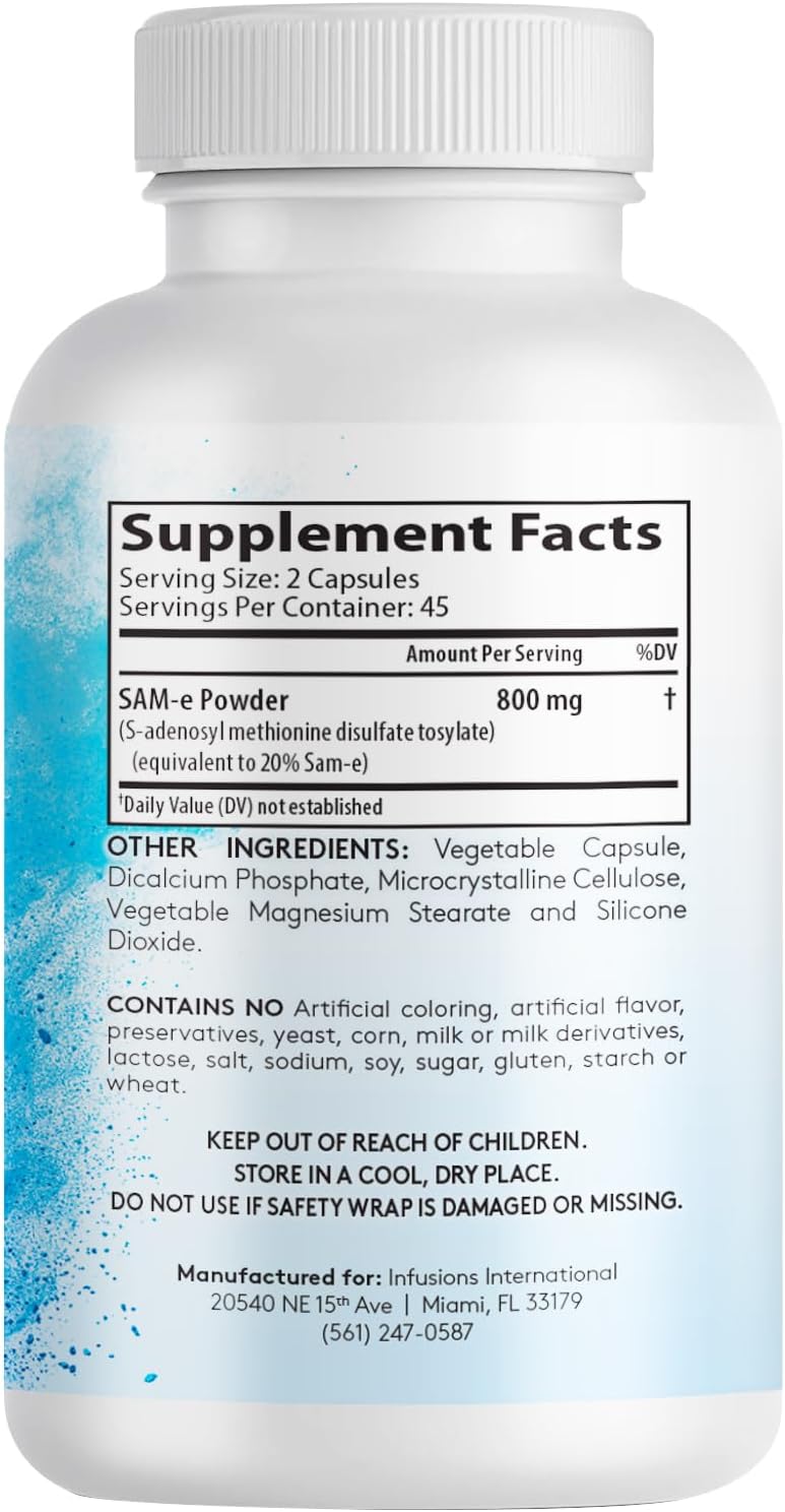Infusions Pure SAM-e 800mg - 90 Cápsulas Vegetales - Extra Strength