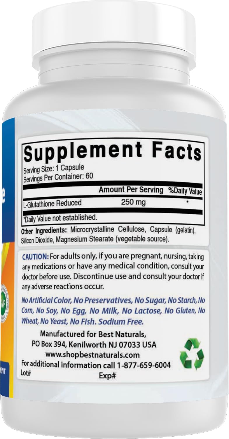 Best Naturals L-Glutatión 250 mg 60 Cápsulas
