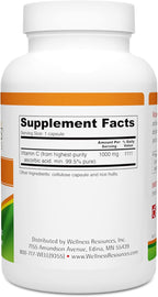 Wellness Resources Vitamina C 1000 mg - Cápsulas Vegetales No Transgénicas (100 Cápsulas)