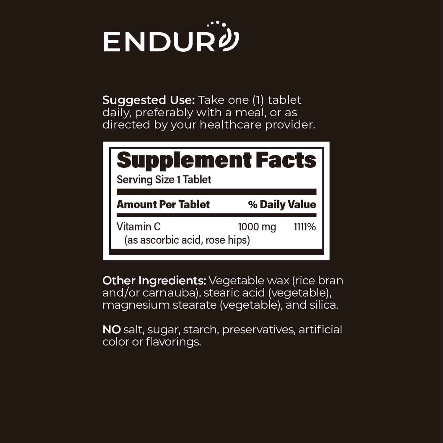Endur ENDUR-C Vitamina C con Escaramujo, Liberación Sostenida, 1000 mg (60 Comprimidos)