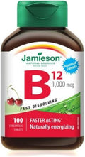 Jamieson Vitamina B12 Metilcobalamina Comprimidos Sublinguales de Disolución Rápida, 1000 mcg, 100 comprimidos