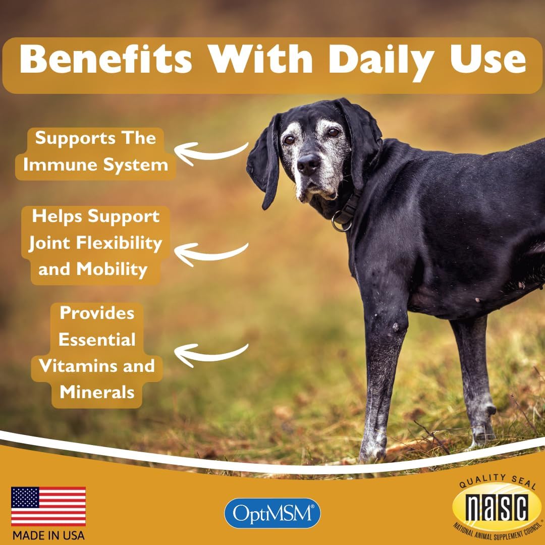 PeakTails Senior Multivitamin para Perros – 350 Comprimidos Masticables con MSM y Superóxido Dismutasa