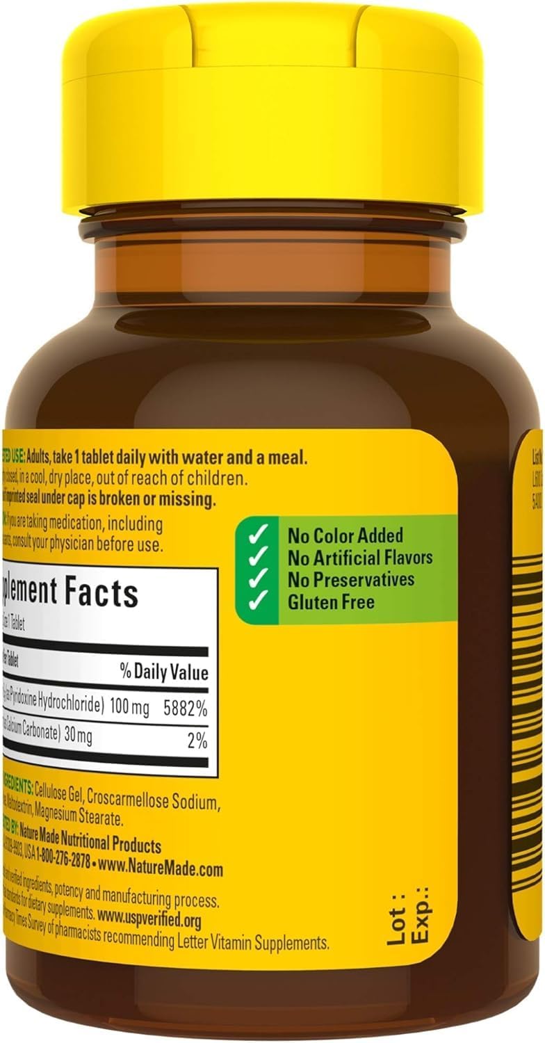 Nature Made Vitamina B6 100 mg, 100 tabletas