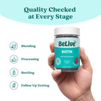 BeLive Biotin Gummies con Multivitaminas, Folato, Inositol – Vegano, con Pectina – Sabor Fresa