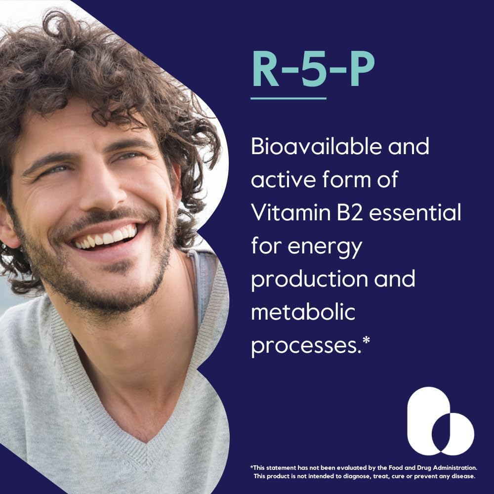 BESTVITE Riboflavin-5-Phosphate 50mg (120 Cápsulas Vegetales) - Sin Estearatos - Vegano - No OGM - Sin Gluten - Forma Bioactiva de Vitamina B2