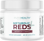 PUREHEALTH RESEARCH Metabolic Reds - Superfood Orgánico en Polvo con Frutas, Verduras, Adaptógenos y Probióticos - 117 g (30 porciones)