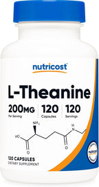 Nutricost L-Theanine 200mg, 120 Cápsulas, Alta Concentración - No OGM, Sin Gluten