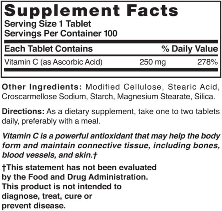Vitamina C 250 mg, 100 Comprimidos - Nature's Blend