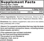Vitamina C 250 mg, 100 Comprimidos - Nature's Blend