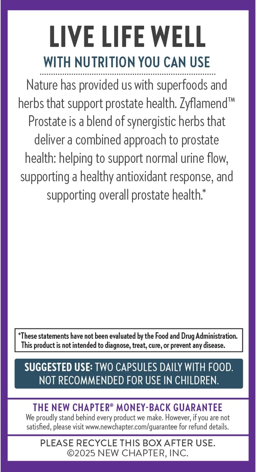 New Chapter Zyflamend Prostate – Saw Palmetto, Aceite de Pepita de Calabaza y Cúrcuma, 60 Cápsulas Vegetarianas