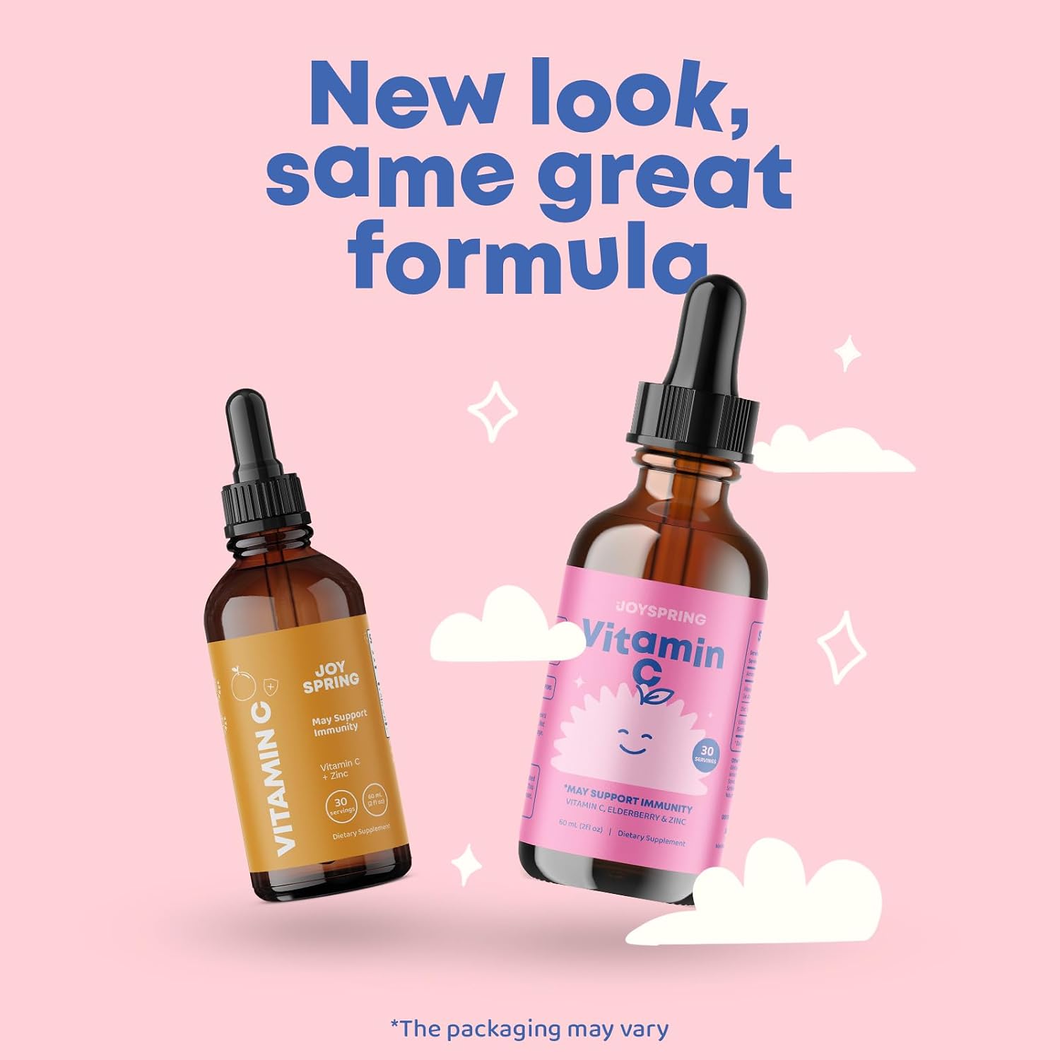 JoySpring Vitamina C y Zinc para Niños con Saúco, Suplemento Líquido | Sin Alcohol | 3+ Años (60 ml, 30 Dosis)