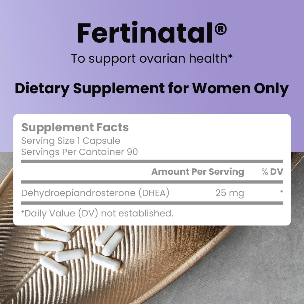 Fertinatal DHEA Micronizado 25mg para Mujer - Suplemento de Fertilidad Natural - 90 Cápsulas