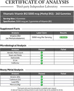 Vitamatic Vitamina B12 5000 mcg (Metilcobalamina) Gominolas - 240 Unidades, Sabor Cereza Natural
