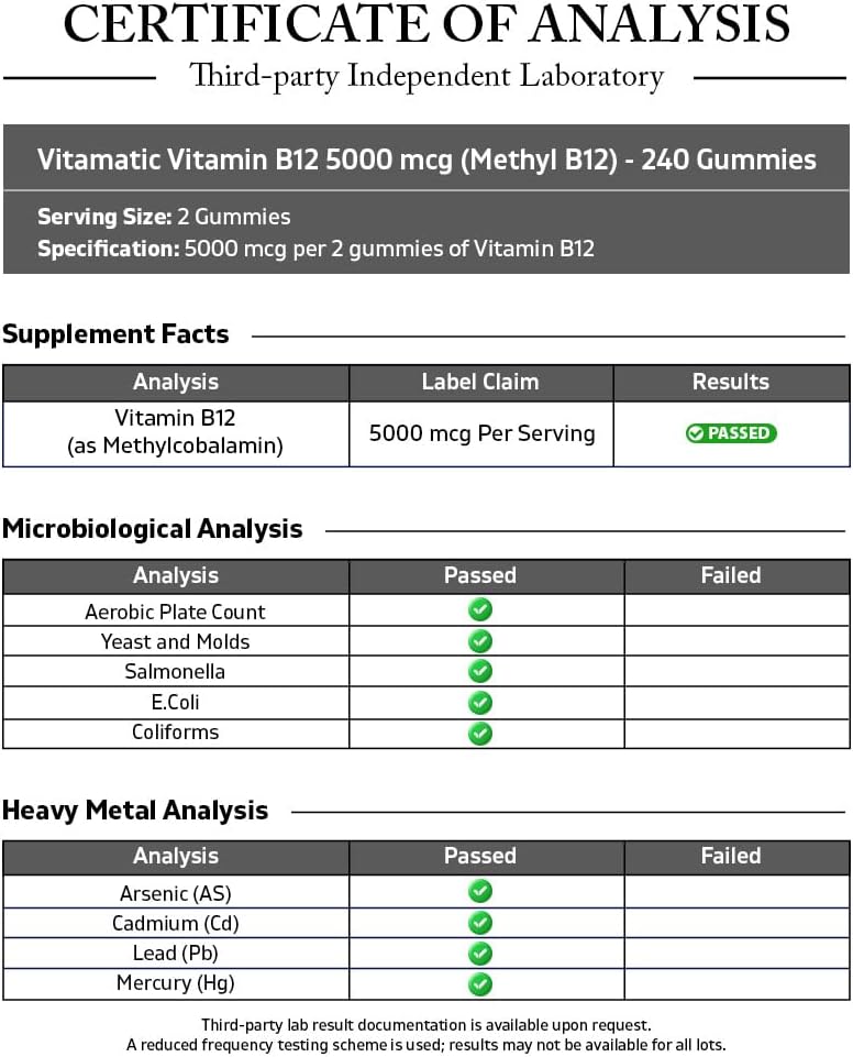 Vitamatic Vitamina B12 5000 mcg (Metilcobalamina) Gominolas - 240 Unidades, Sabor Cereza Natural