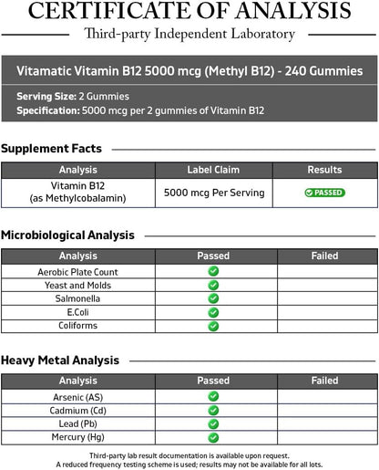Vitamatic Vitamina B12 5000 mcg – Contribuye al funcionamiento normal del sistema inmunitario: Apoya las defensas – Image 3