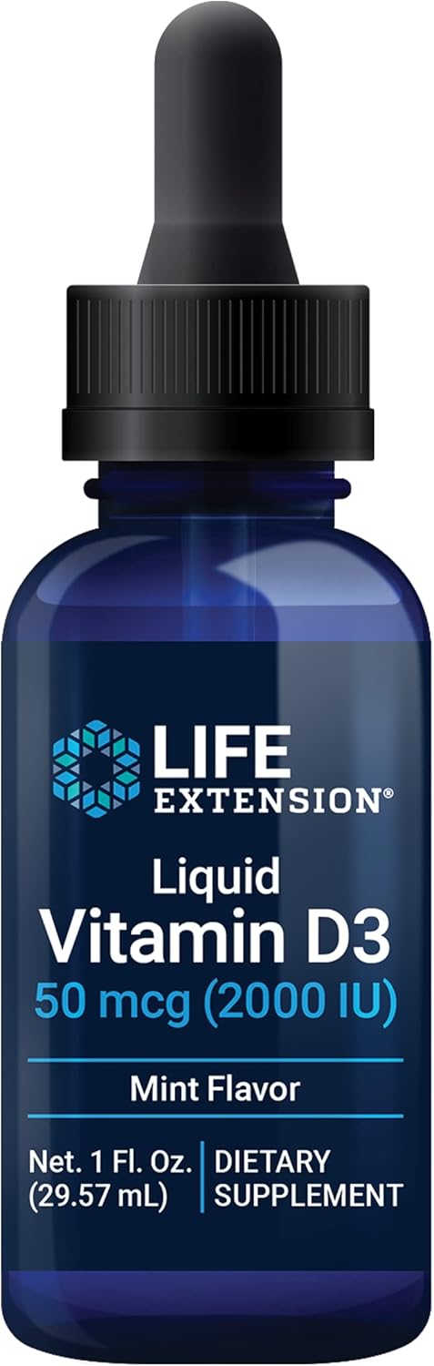 Life Extension Vitamina D3 Líquida (Menta), 2000 UI (50 mcg), 29.57 ml
