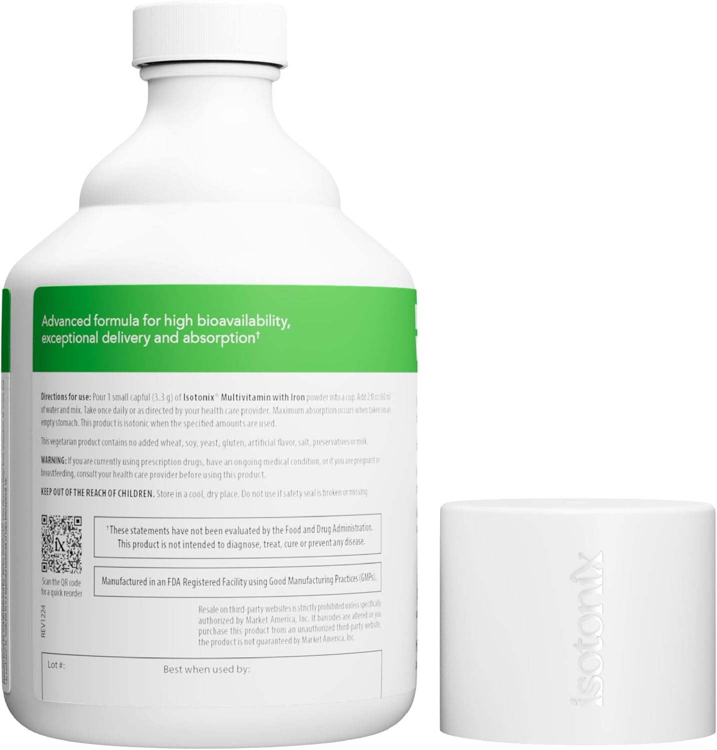 Isotonix Multivitamin con Hierro — Complejo B Metilado y Antioxidantes, Polvo Isotónico, 90 Servicios