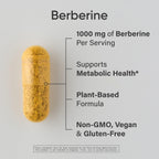 Sports Research Berberine - Suplemento Herbal Ayurvédico para el Apoyo Metabólico - 1000 mg - 60 Cápsulas - Vegano, Sin Gluten, No Transgénico