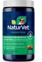 NaturVet Probióticos y Enzimas Avanzados PB6 - Masticables para Perros - Sabor Bacon Ahumado - 240 Unidades
