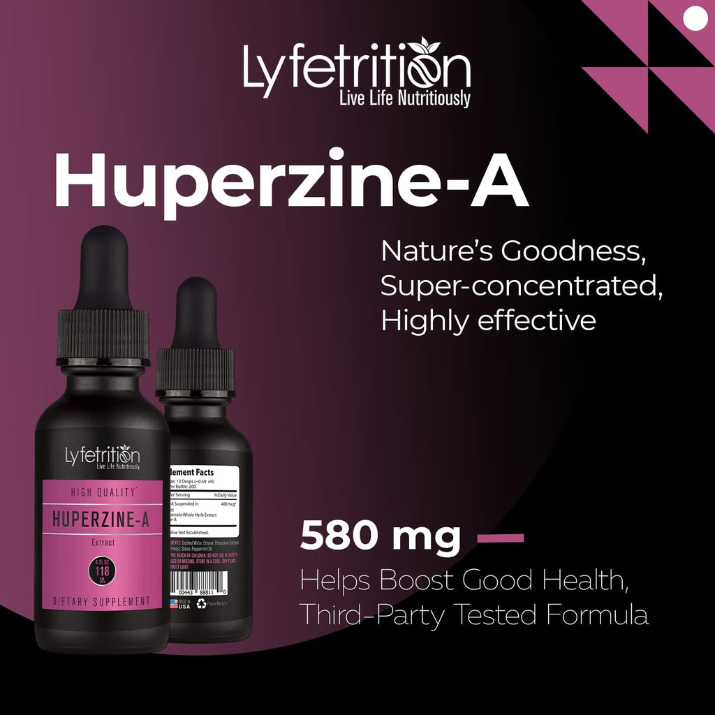 Lyfetrition Huperzina-A Suplemento Líquido 380 mcg, 4 Oz (118 ml), 220 Servicios