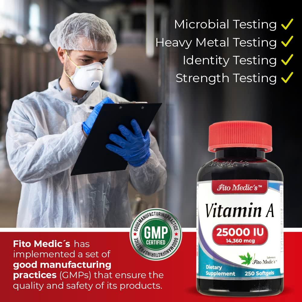 FITO MEDIC'S Lab - Vitamina A 25000 UI, 250 cápsulas blandas