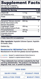 MindMD de 1MD Nutrition - Suplemento para la Memoria y Concentración (60 Cápsulas)