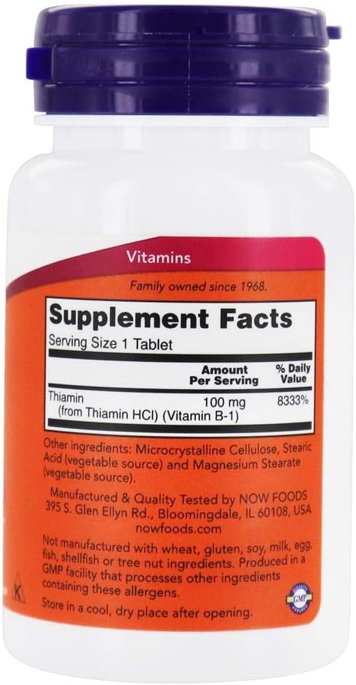 NOW Foods Vitamina B-1 (Tiamina) 100mg - 200 Comprimidos