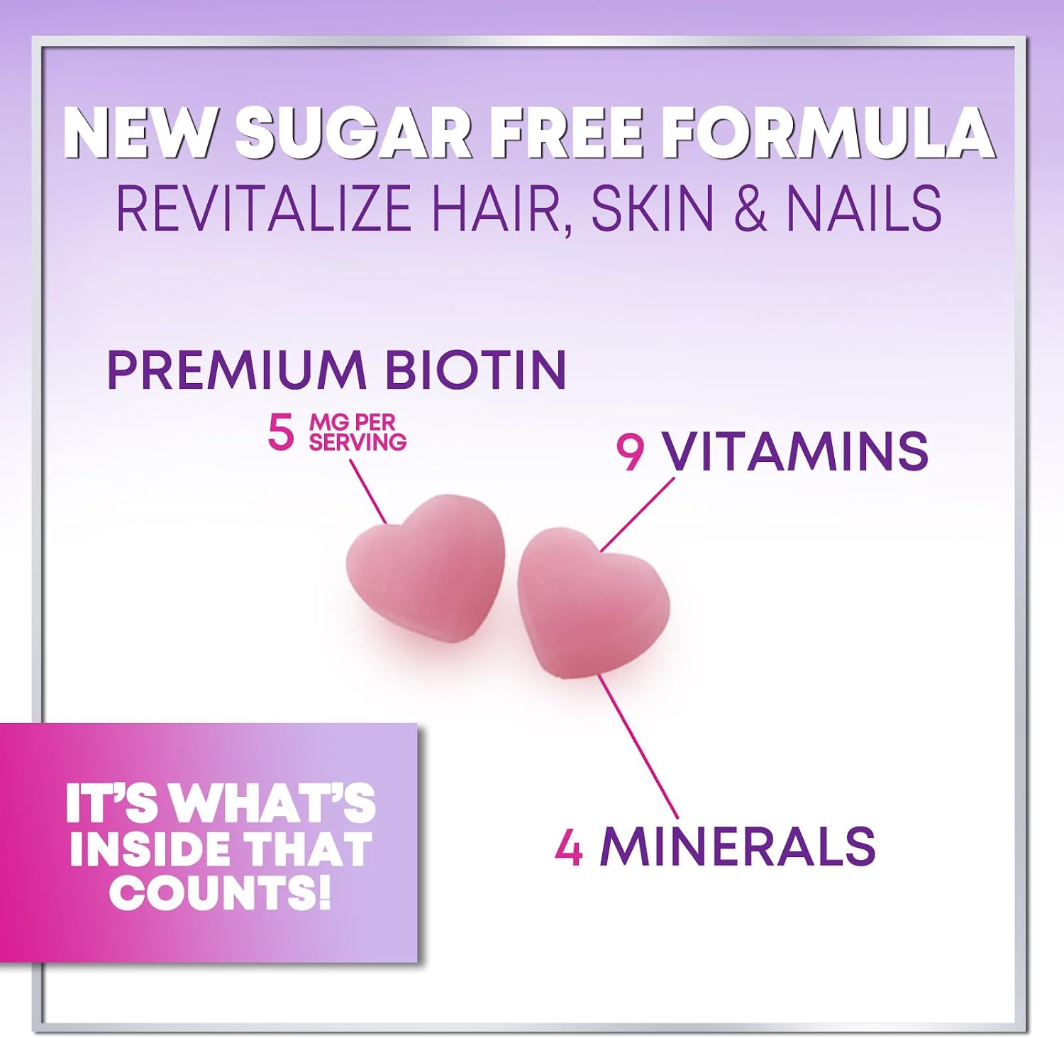 Gominolas de Biotina 5000 mcg con Vitaminas E y C para Cabello, Piel y Uñas - Hello Lovely! (120 unidades)