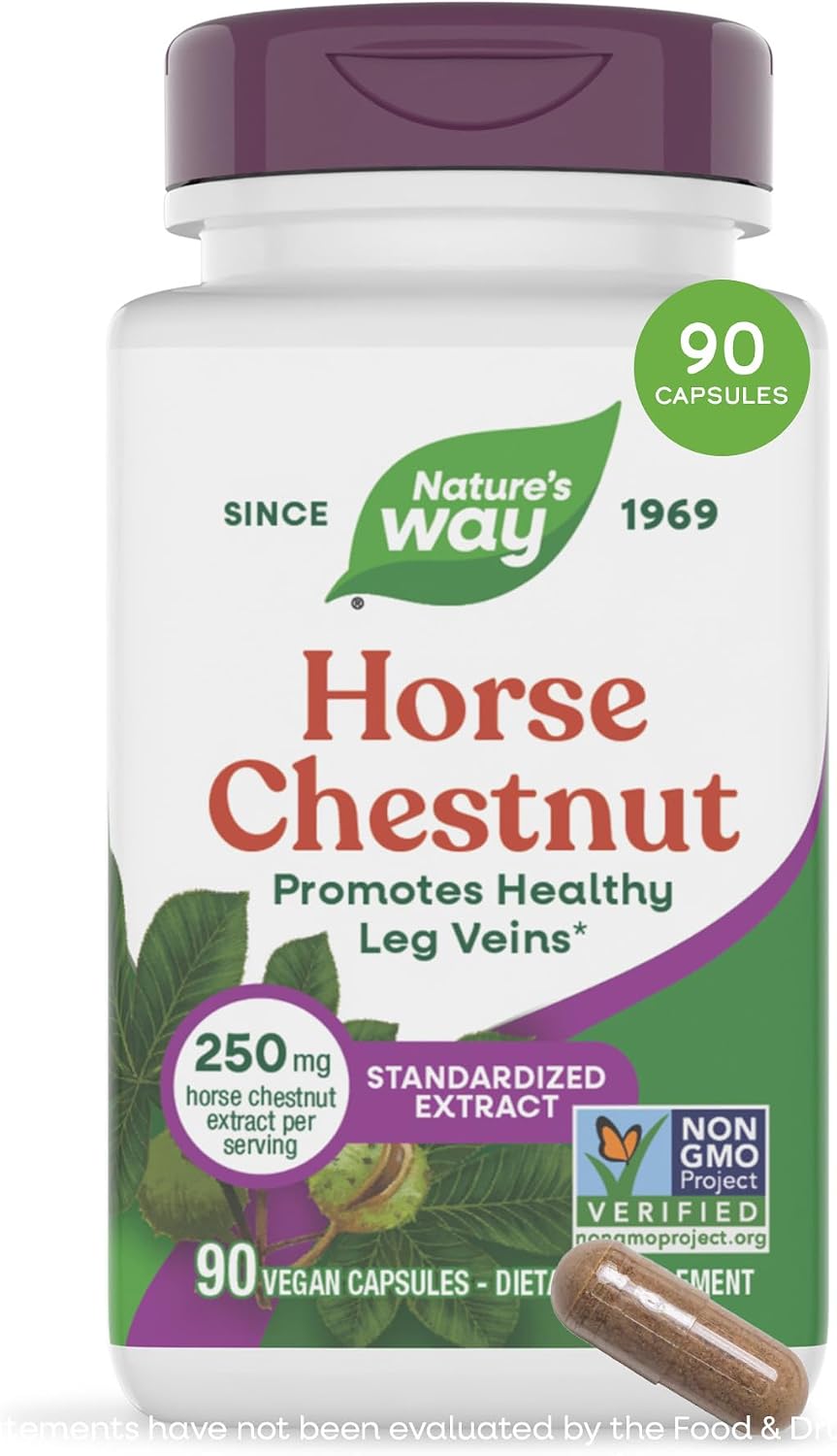 Nature's Way Horse Chestnut Extract, Premium, Standardized to 20% Aescin, Vegan, Gluten-Free, 90 Capsules