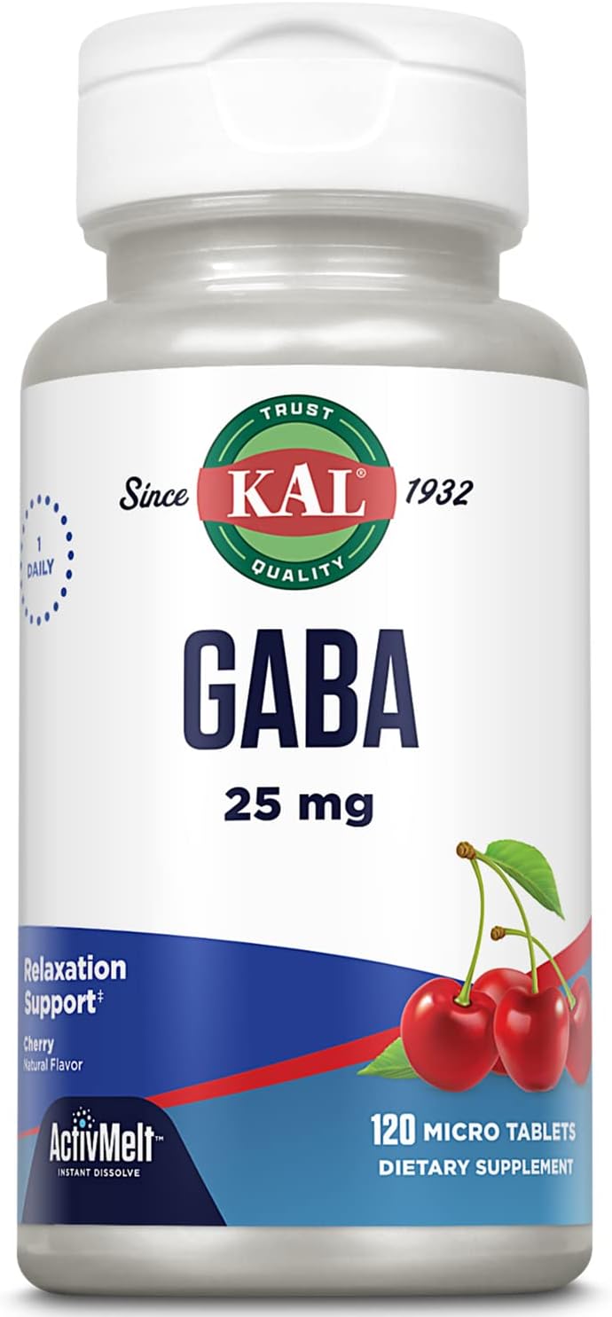 KAL GABA Suplemento para la Relajación, 90 Comprimidos - Vegano, Sin Gluten