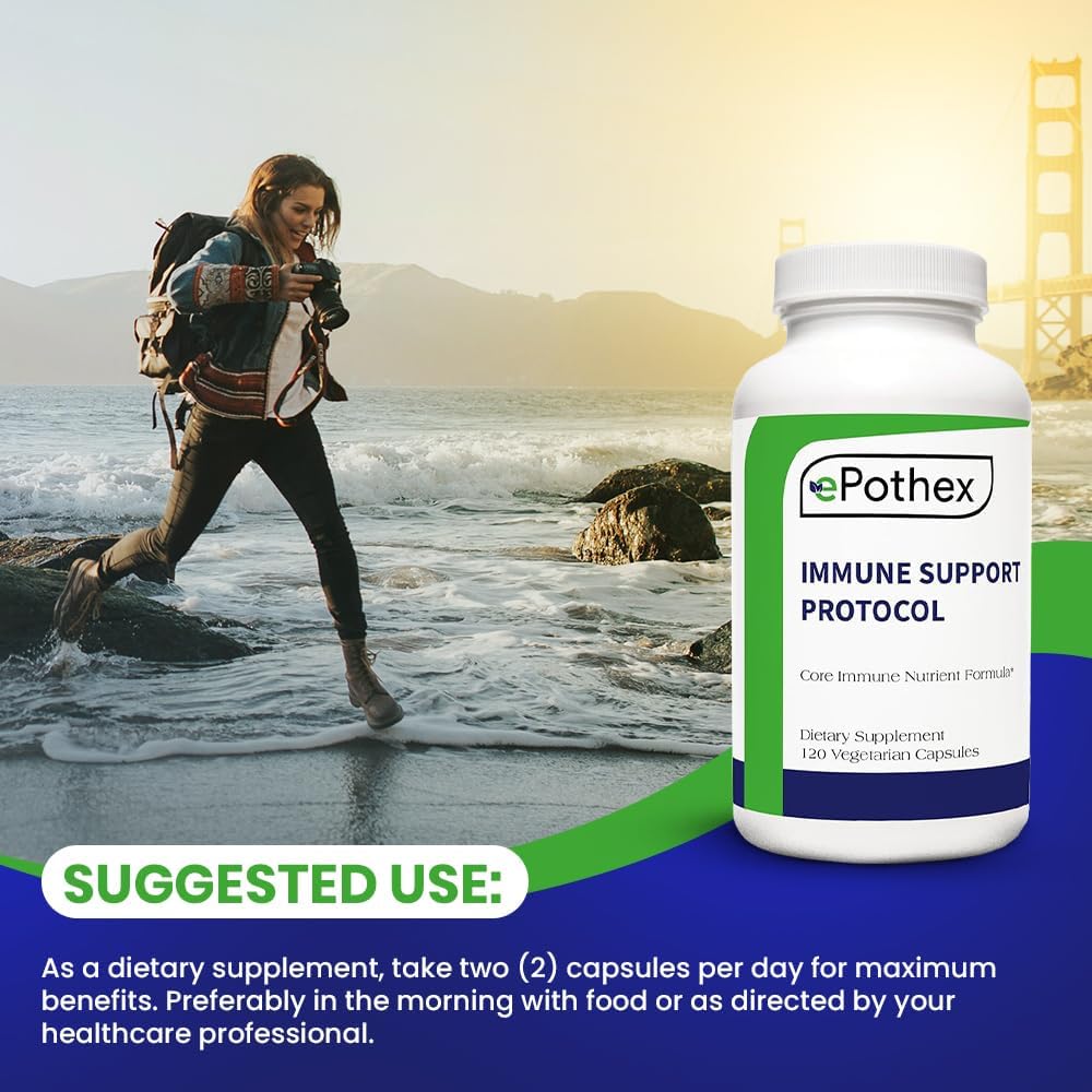 EPOTHEX Protocolo de Apoyo Inmunológico - Complejo con Vitamina C, NAC, Zinc, Vitamina D3, Quercetina - 120 Cápsulas (2 Meses)